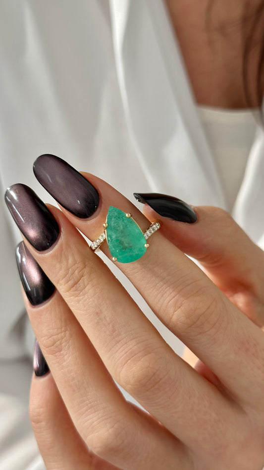 Natural Emerald Diamond Ring Size 7 14k Y Gold 7.17 TCW Certified $4,975 401582