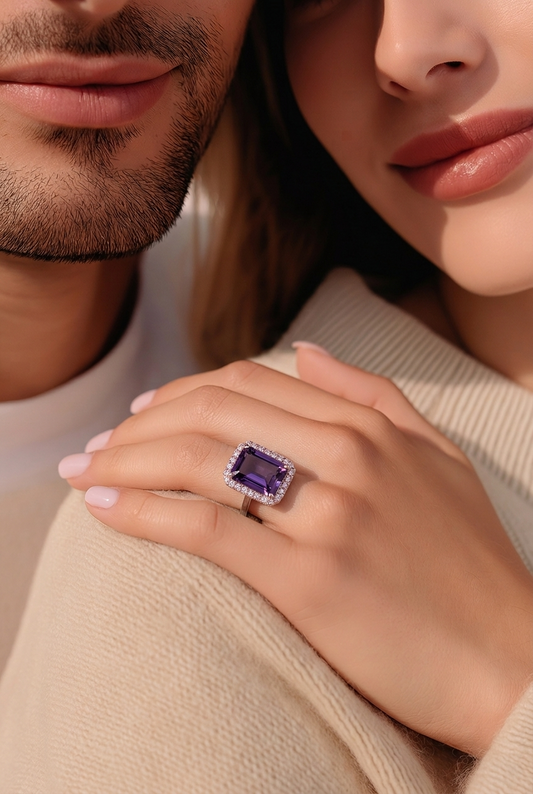 Natural Amethyst Sapphire Ring Size 6.5 14k Gold 6.6 TCW Certified $4,950 601178