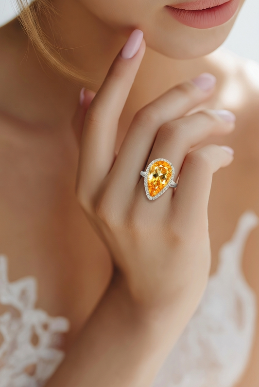 Natural Citrine Diamond Ring Size 6.5 14k Gold 6.53 TCW Certified $4,950 604471