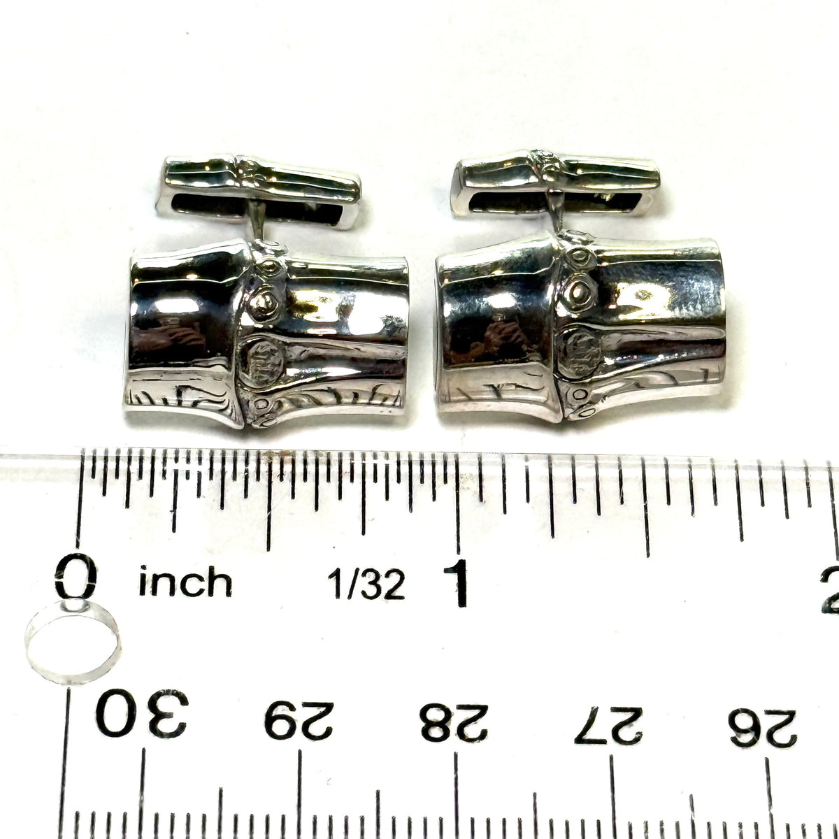 John Hardy Estate Sterling Silver Bamboo Collection Cufflinks JH119