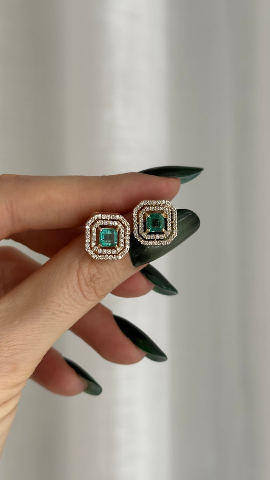 Natural Emerald Diamond Earrings 14k Gold 1.52 TCW Certified $6,950 111888