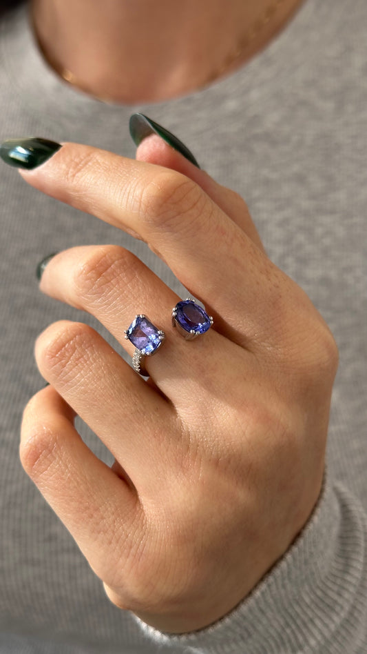 Natural Tanzanite Diamond Ring Size 6 14k W Gold 4 TCW Certified $5,950 402664