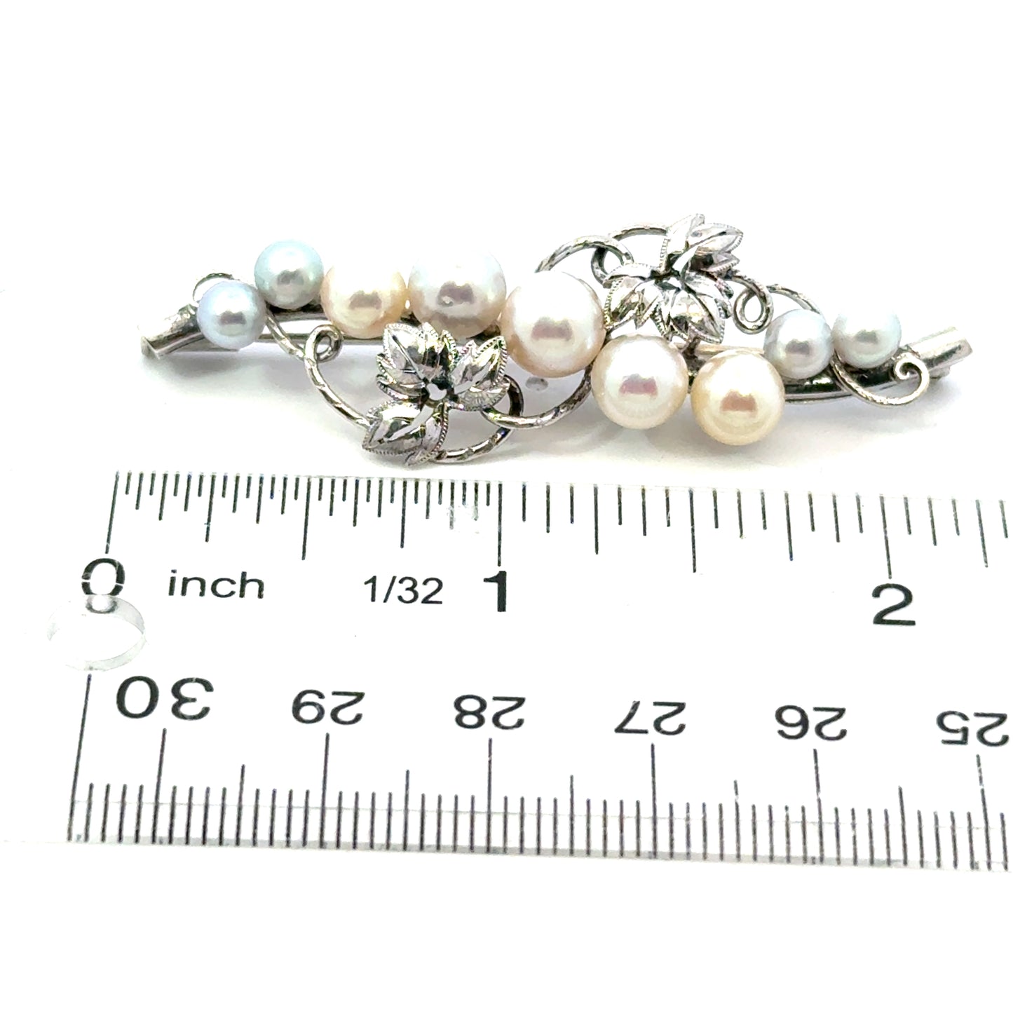 Mikimoto Akoya Pearl Brooch Sterling Silver 6.8 mm Estate 8 Grams M443