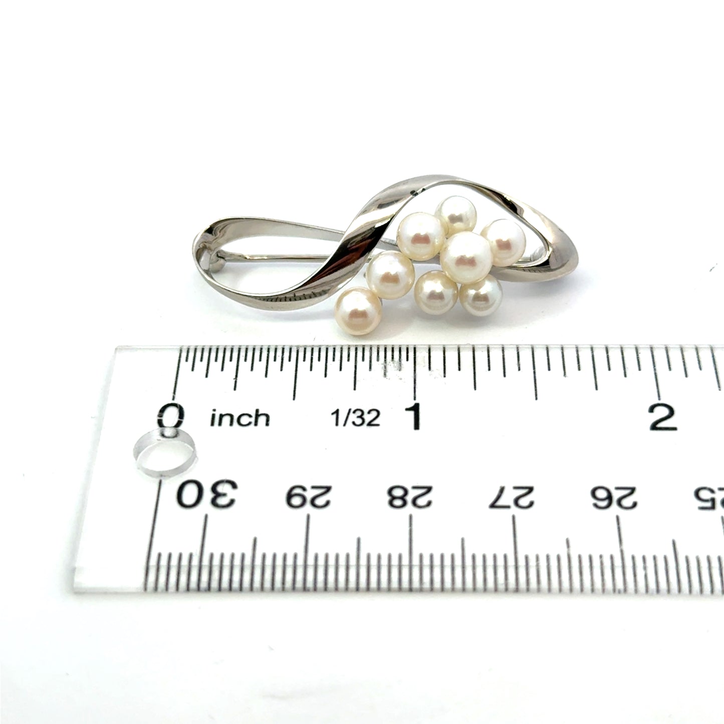 Mikimoto Akoya Pearl Brooch Sterling Silver 5.3 mm Estate M444