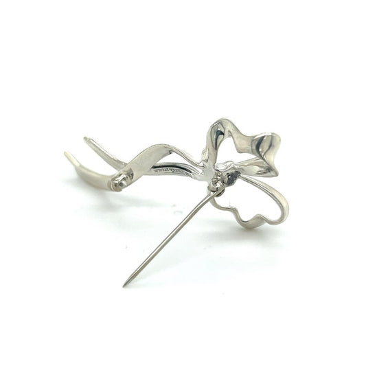 Tiffany & Co Ribbon Brooch Pin Sterling Silver Estate TIF876
