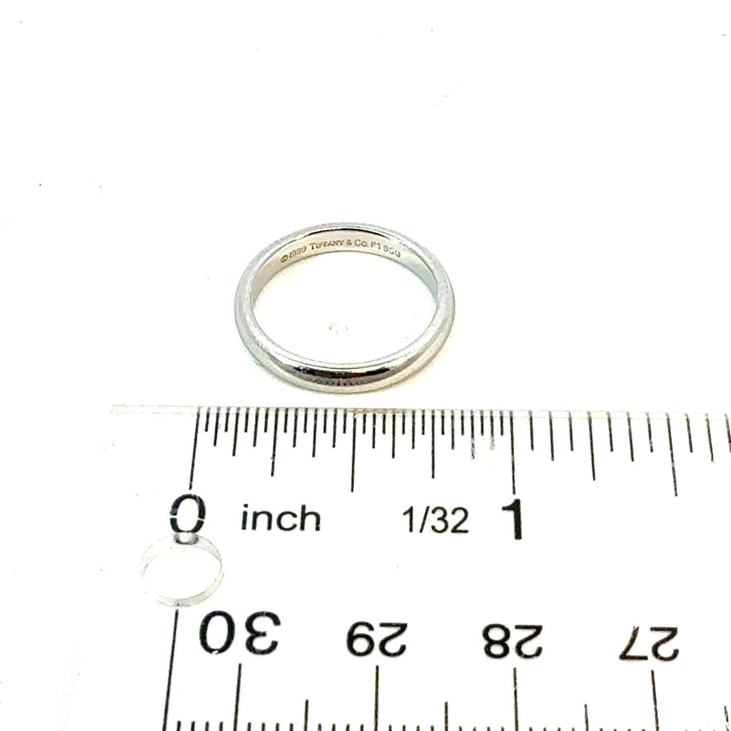 Tiffany & Co Platinum Band Ring Size 5, 3 mm Height Estate TIF924