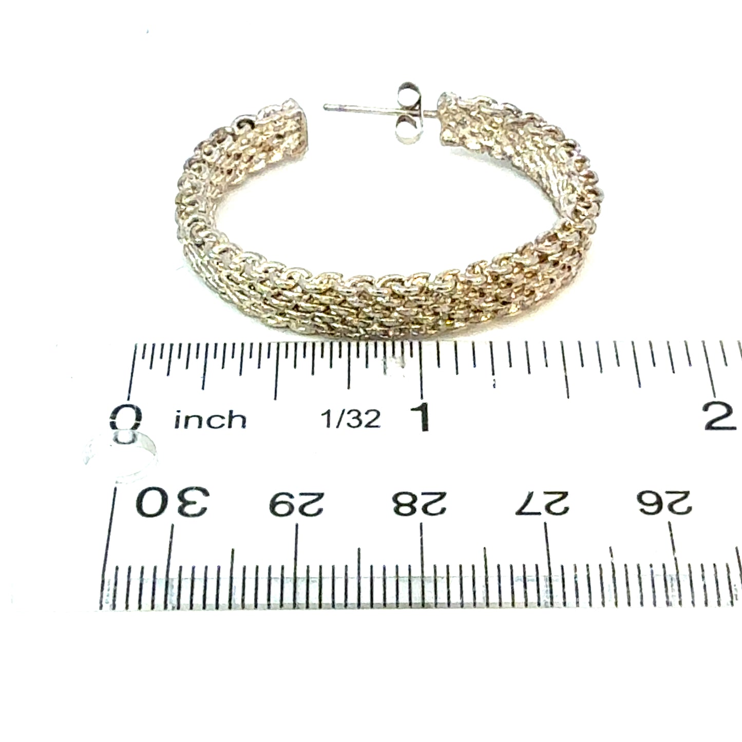 Tiffany & Co Somerset Hoop Earrings 1.75" Sterling Silver Estate TIF928