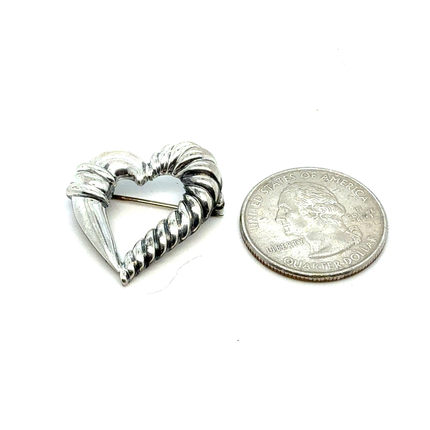 Tiffany & Co Estate Heart Brooch Pin Sterling Silver TIF971