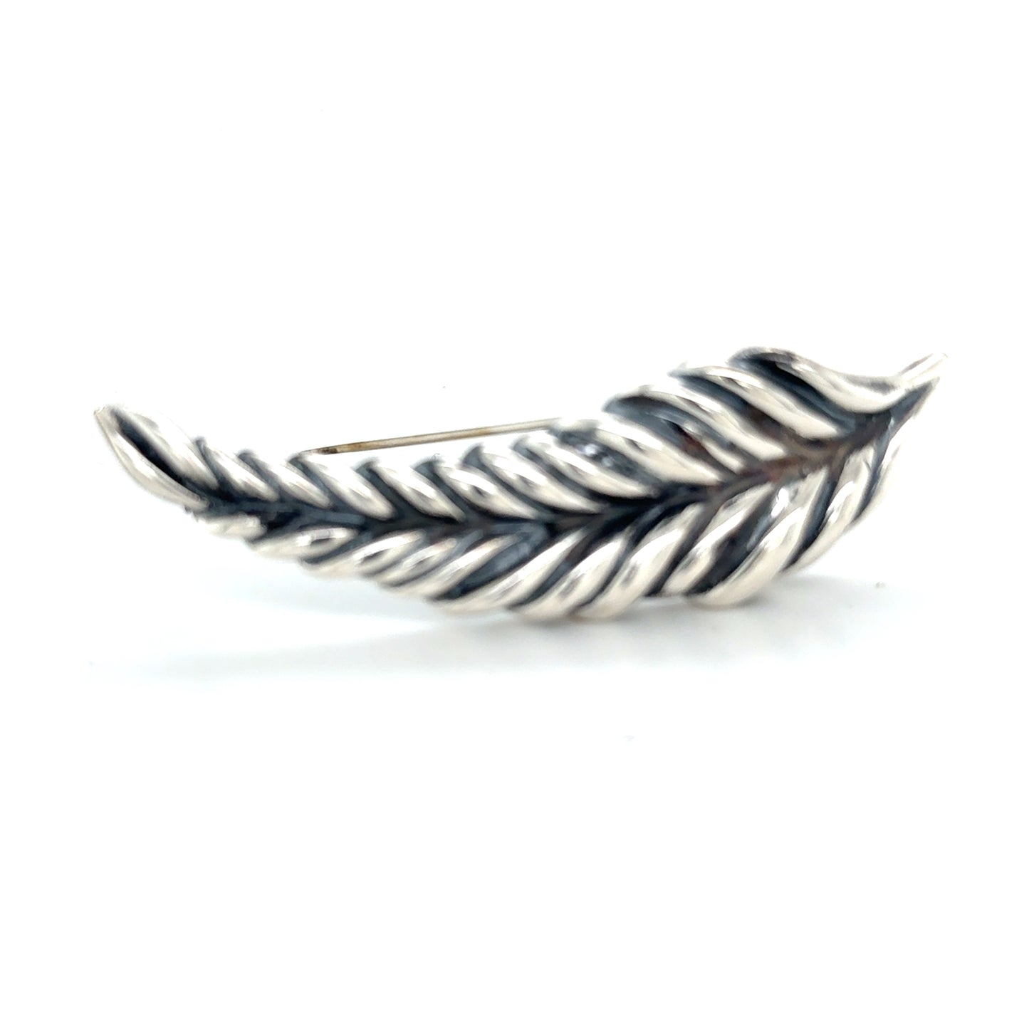 Tiffany & Co Feather Brooch Sterling Silver Estate TIF897