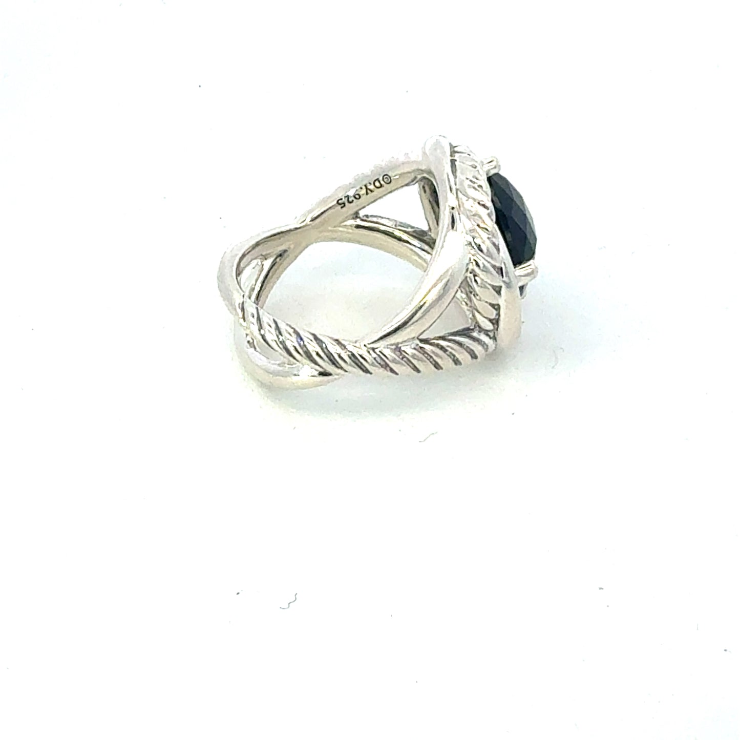 David Yurman Onyx Infinity Ring Size 7, 11 mm Sterling Silver Estate DY680