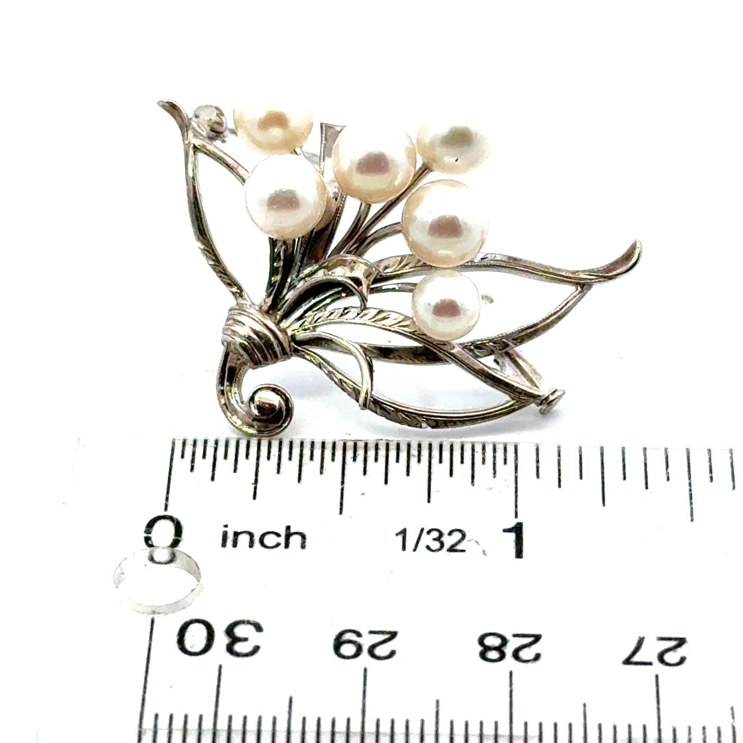 Mikimoto Akoya Pearl Brooch 6.20 mm Sterling Silver Estate M458