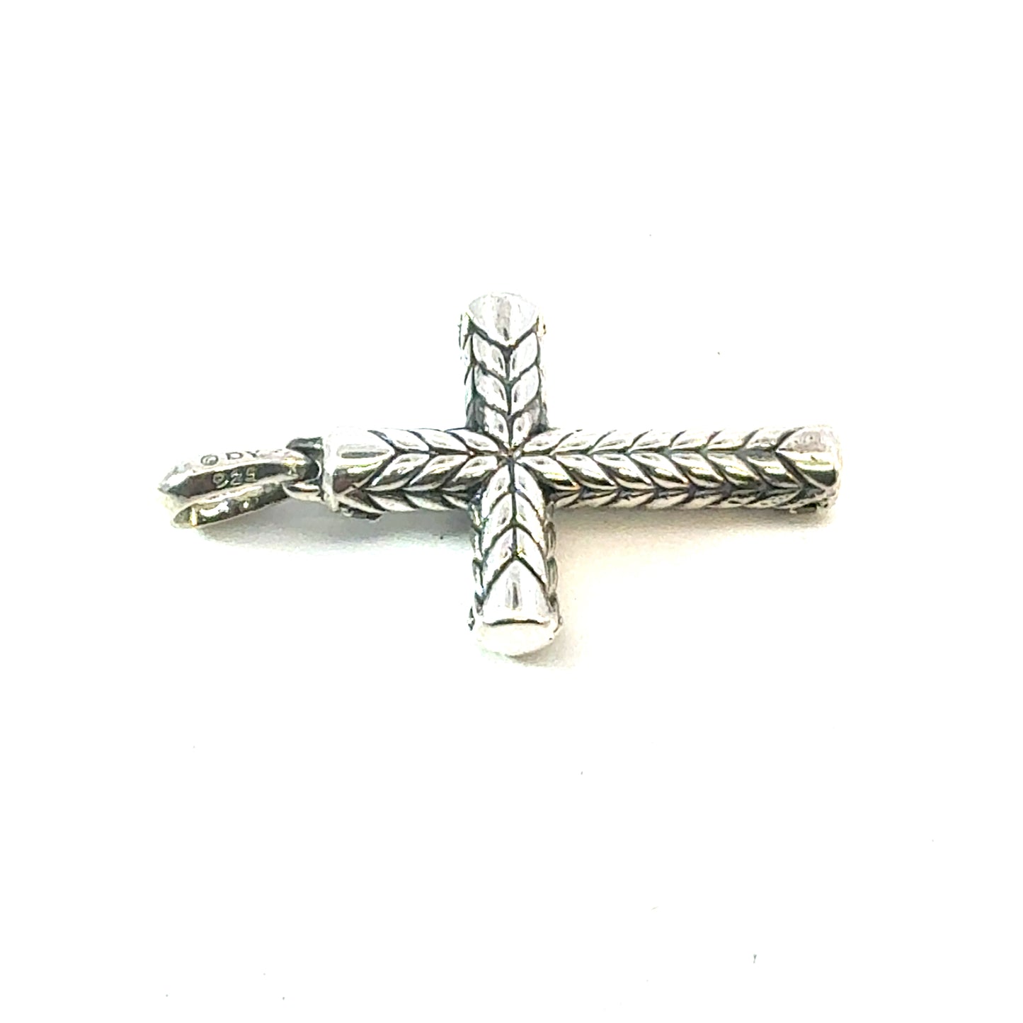 David Yurman Black Diamond Cross Pendant Sterling Silver Estate DY656