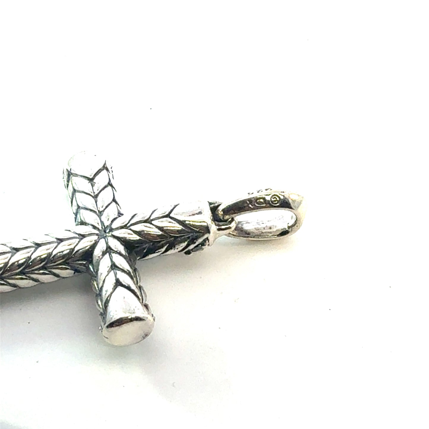 David Yurman Black Diamond Cross Pendant Sterling Silver Estate DY656