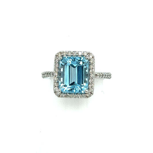 Natural Topaz Diamond Ring 6.5 14k W Gold 5.1 TCW Certified $3,950 308482