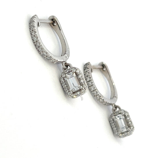 Natural Sapphire Diamond Dangle Earrings 14k WG 1.16 TCW Certified $4,250 211177