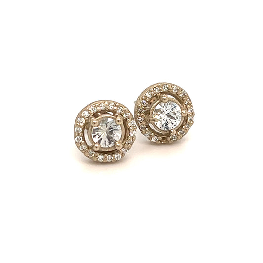 Natural Sapphire Diamond Stud Earrings 14k W Gold 0.83 TCW Certified $2,950 215614