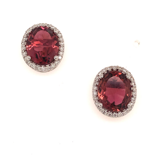 Natural Tourmaline Diamond Stud Earrings 14k WG 5.85 TCW Certified $6,950 121150