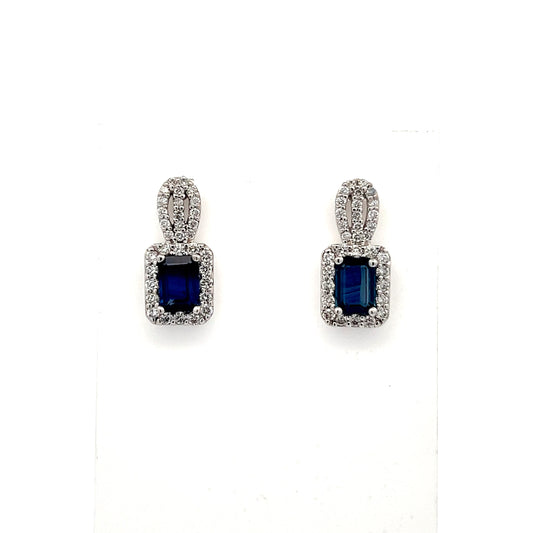 Natural Sapphire Diamond Earrings 14k W Gold 2.84 TCW Certified $6,950 215410