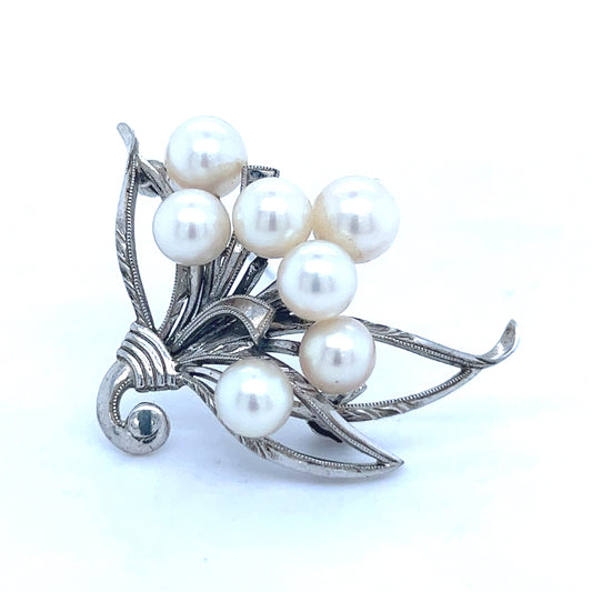 Mikimoto Authentic Estate Akoya Pearl Brooch Pin Sterling Silver 6.74 mm M303