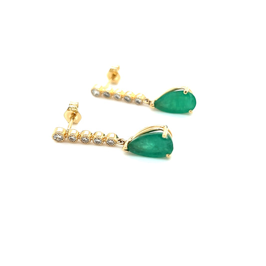 Natural Emerald Diamond Dangle Earrings 14k Y Gold 2.23 TCW Certified $3,975 121256
