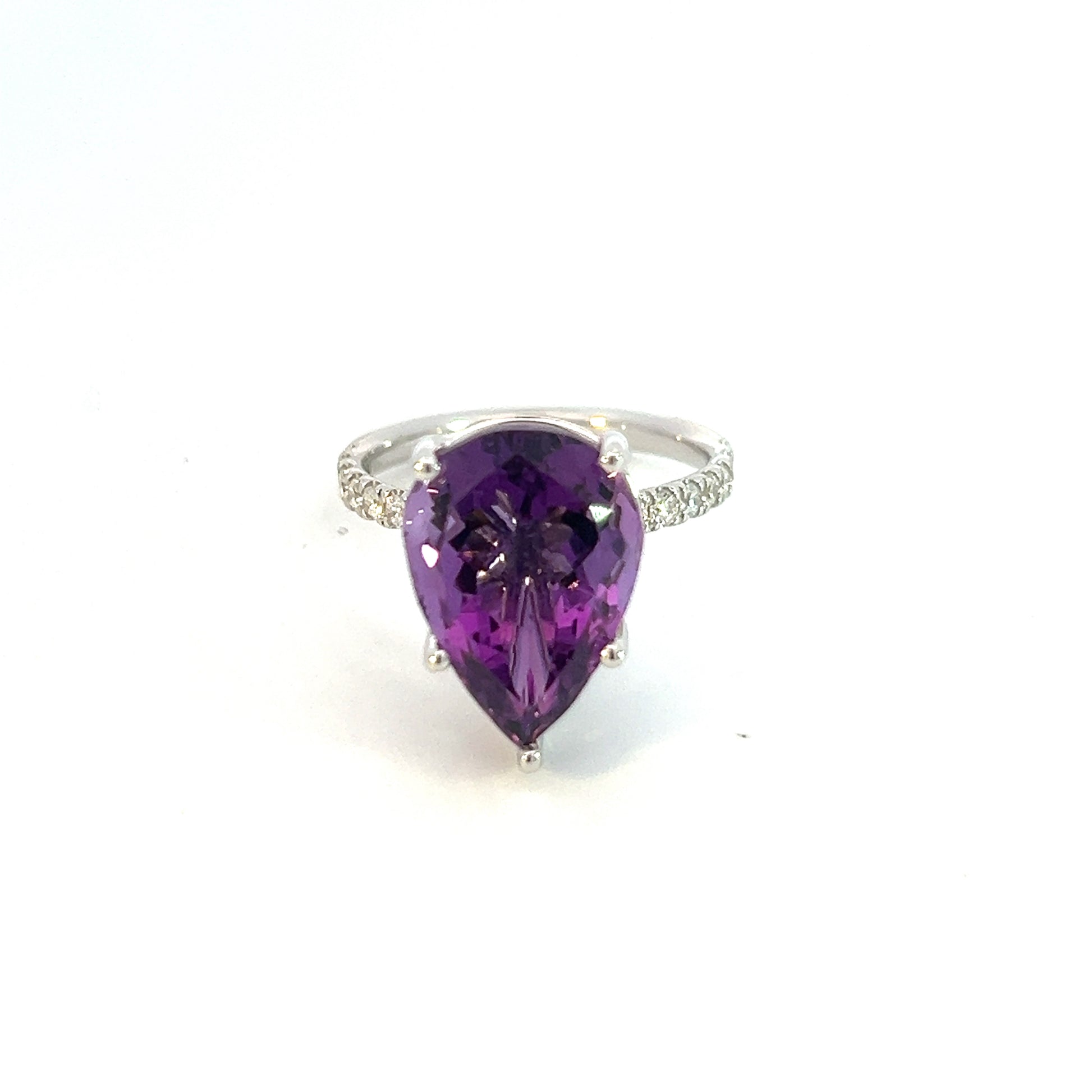 Natural Amethyst Diamond Ring 6.5 14k White Gold 7.67 TCW Certified $3,950 311006