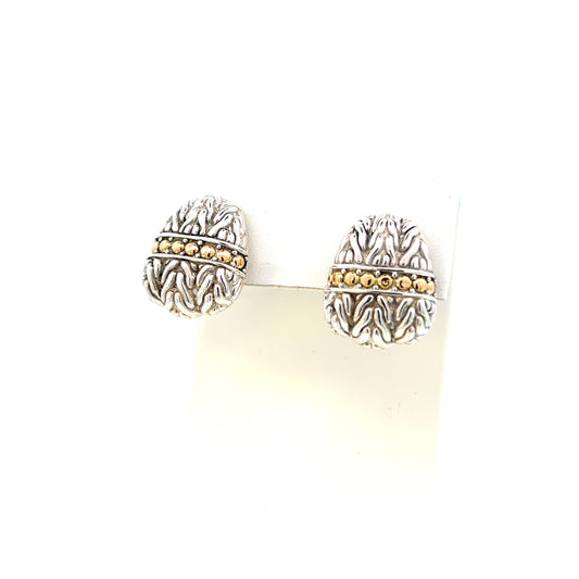 John Hardy Estate No Original Back Earrings Sterling Silver 18k Y Gold JH72