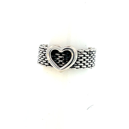 Tiffany & Co Estate Somerset Heart Ring 5.5 Silver 6.30 mm TIF608