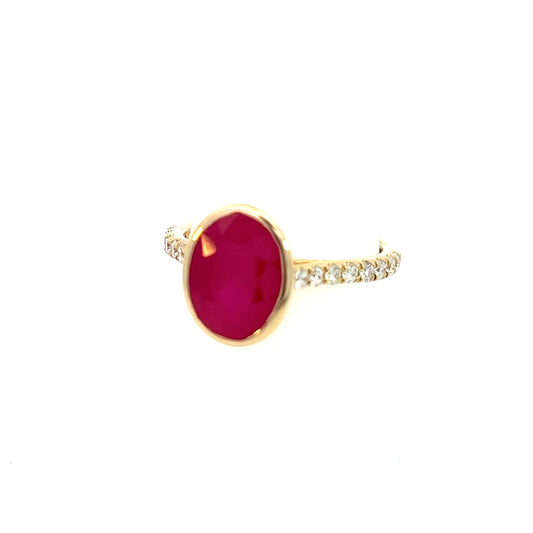 Natural Ruby Diamond Ring 6.75 14k Y Gold 4.38 TCW Certified $4,950 310583