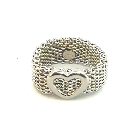 Tiffany & Co Estate Somerset Heart Ring 7 Silver 9.60 mm TIF609