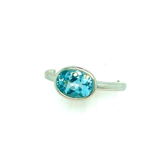 Natural Aquamarine Ring 6.5 14k W Gold 1.64 TCW Certified $1,950 221341