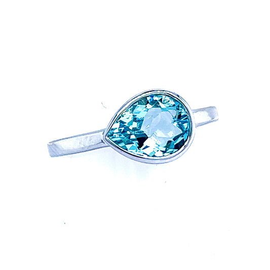 Natural Aquamarine Ring 6.5 14k W Gold 1.37 TCW Certified $1,950 221337