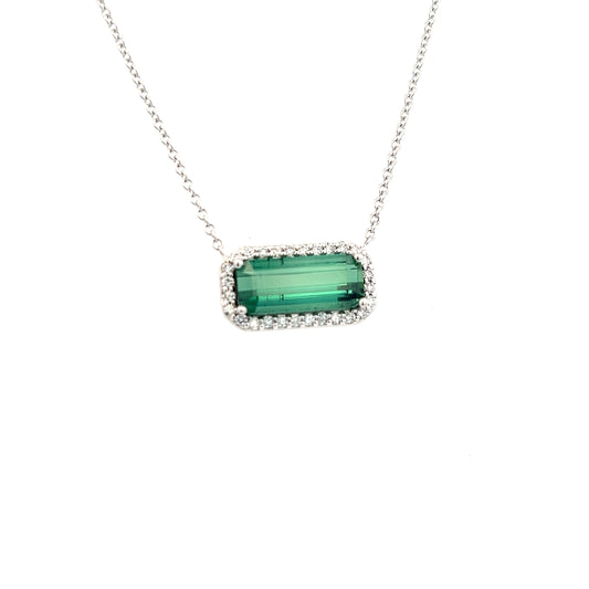 Natural Tourmaline Diamond Pendant Necklace 18" 14k W Gold 3.51 TCW Certified $5,950 311032