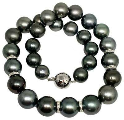 Diamond Tahitian Pearl Necklace 14k Gold 16.3 mm 16.5" Certified $24,000 914649 - Certified Fine Jewelry