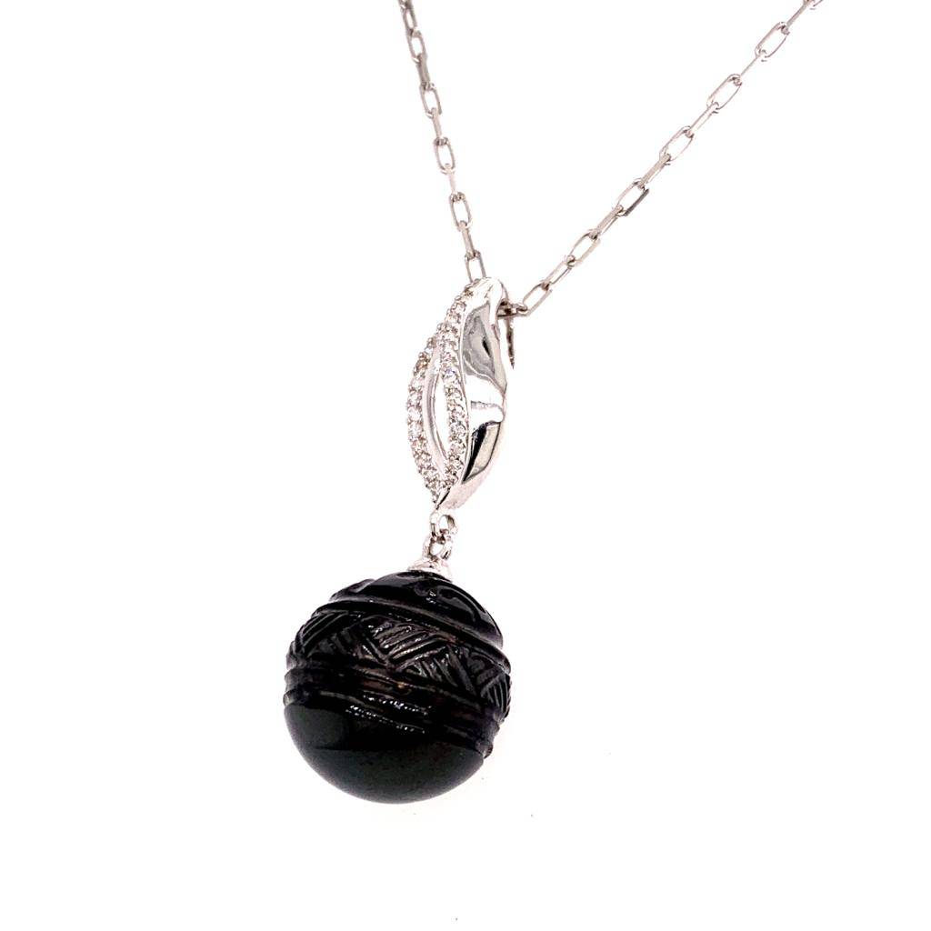 Tahitian Pearl Diamond Pendant 18k Gold 13.5 mm 16" Certified $2,450 817267 - Certified Fine Jewelry