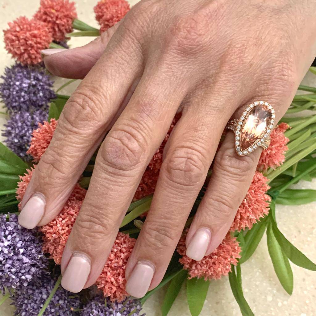 Morganite Diamond Ring 14 KT 6.91 TCW Certified $5,950 016633 - Certified Fine Jewelry