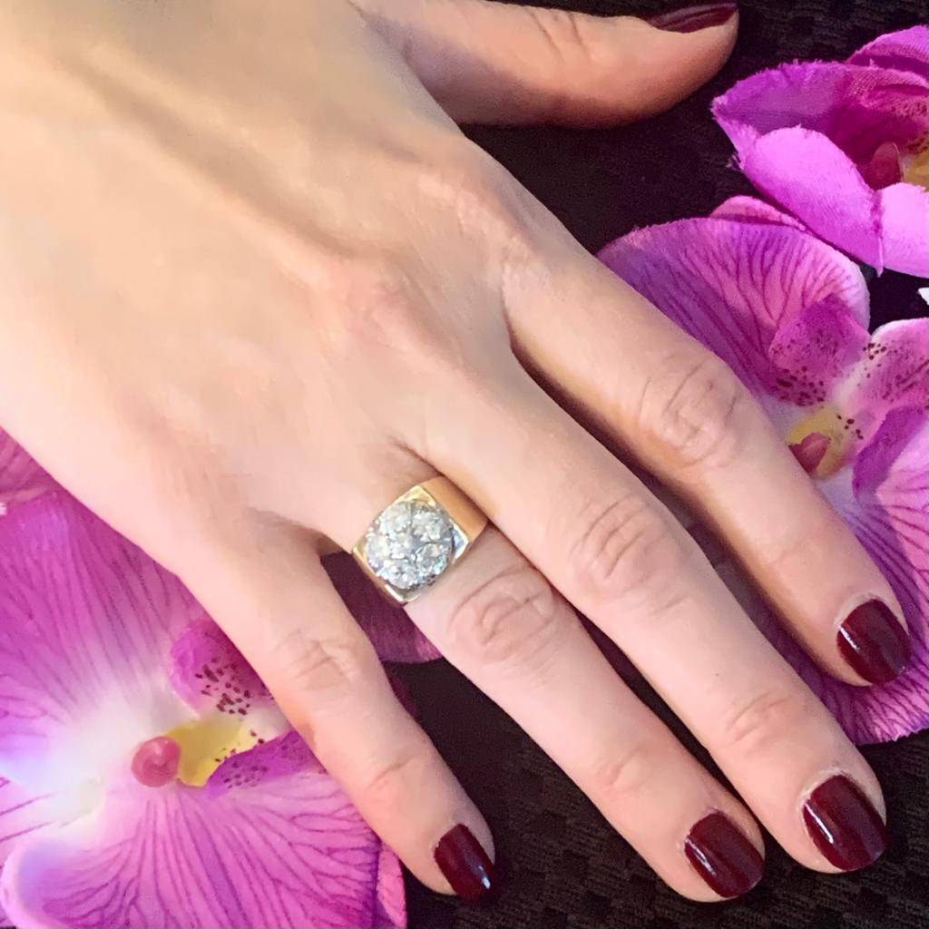 Diamond Ring Unisex 14 KT Yellow & White Gold 1.10 CT Certified $5,950 018203 - Certified Fine Jewelry