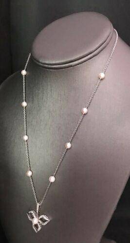 Diamond Akoya Pearl Necklace 14k Gold 5.75 mm 18.5" Certified $3,950 818062 - Certified Fine Jewelry