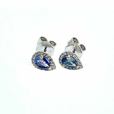 Diamond Sapphire Earrings 18k Gold Stud .60 CTW Certified $2,295 921738 - Certified Fine Jewelry