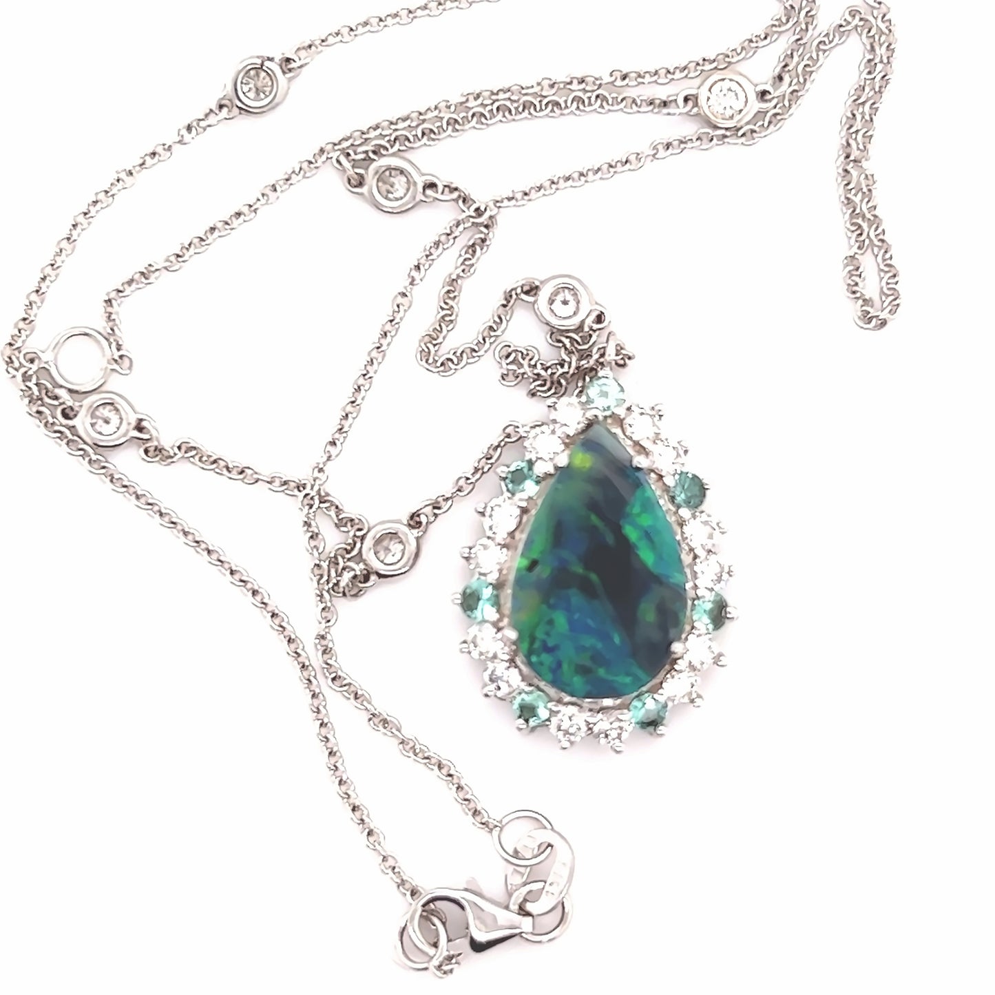 Natural Opal Diamond Pendant w/ 18" Gold Chain 3.25 TCW GIA Certified $8,950 211197 - Certified Fine Jewelry
