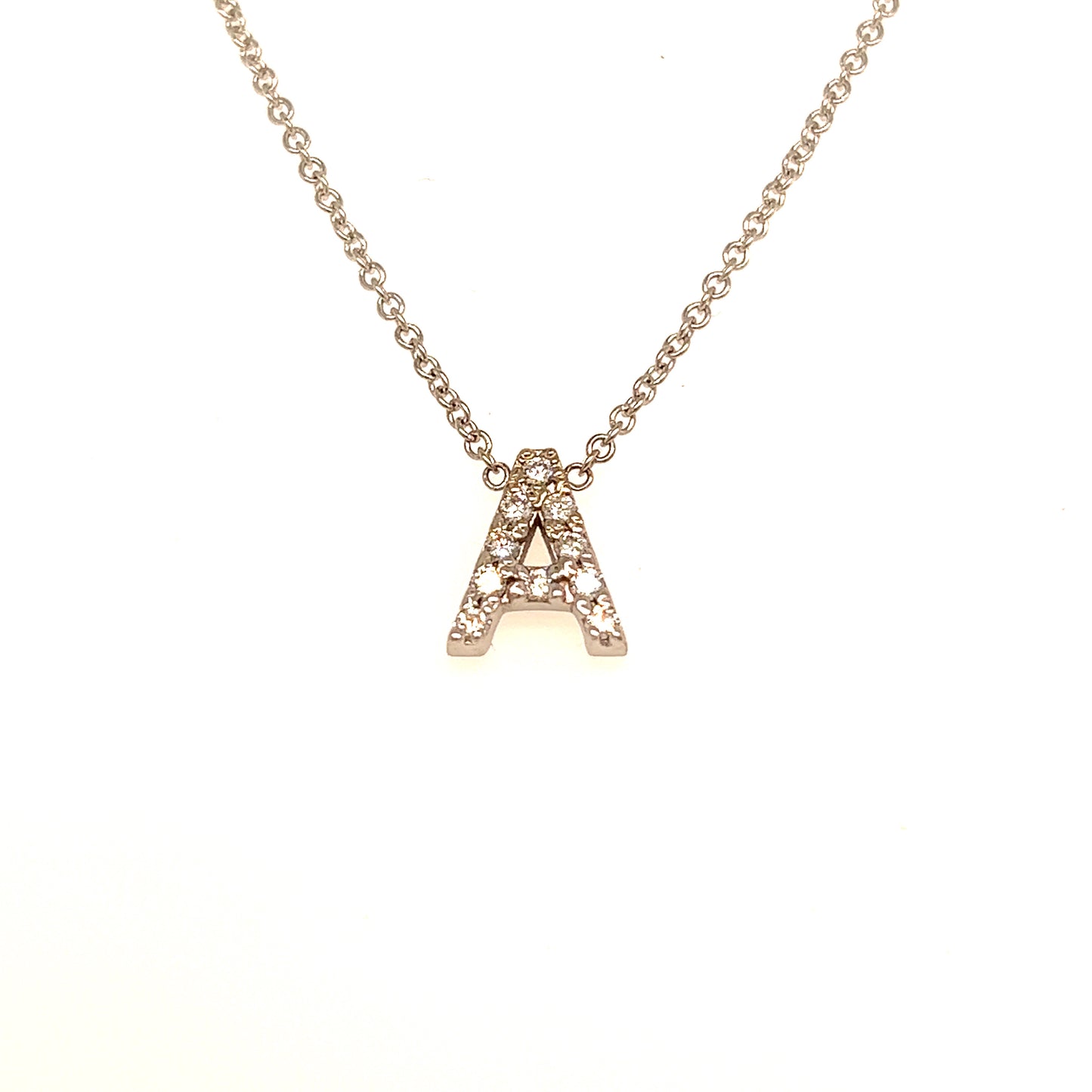 Diamond Letter "A" Pendant Necklace 18" 14k Gold 0.12 TCW Certified $1,950 121279 - Certified Fine Jewelry