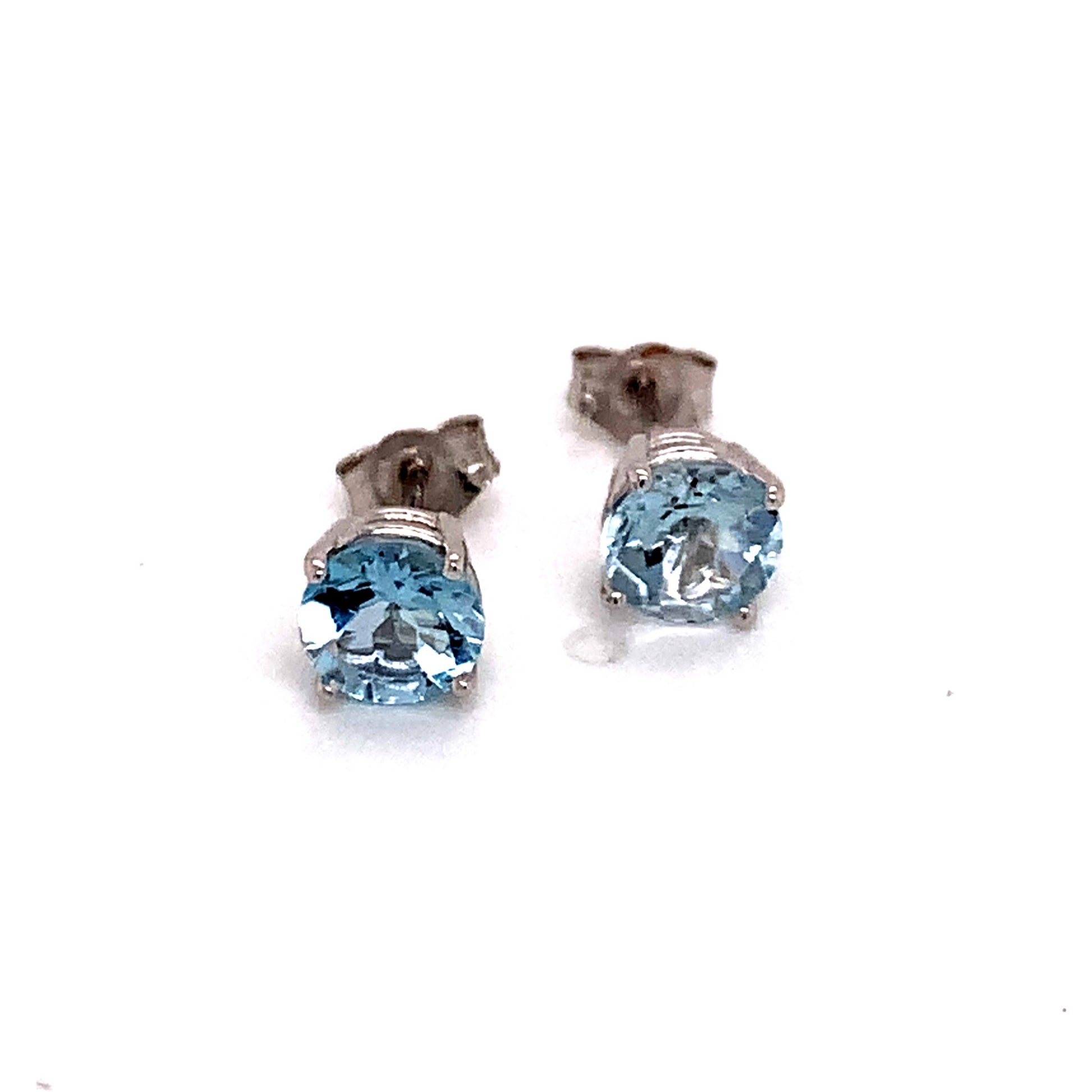Natural Aquamarine Stud Earrings 14k White Gold 1.0 CTW Certified $590 111539 - Certified Fine Jewelry