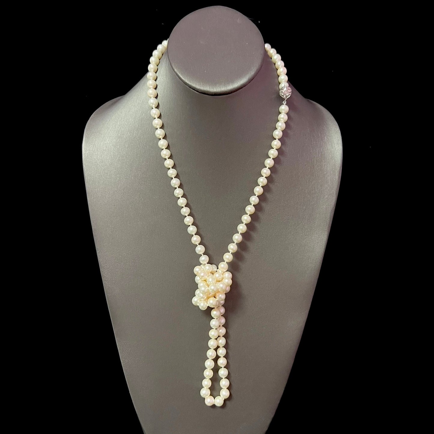 Akoya Pearl Necklace 36" 14k W Gold 7.5 mm 61.01g Certified $4,950 113106 - Certified Fine Jewelry