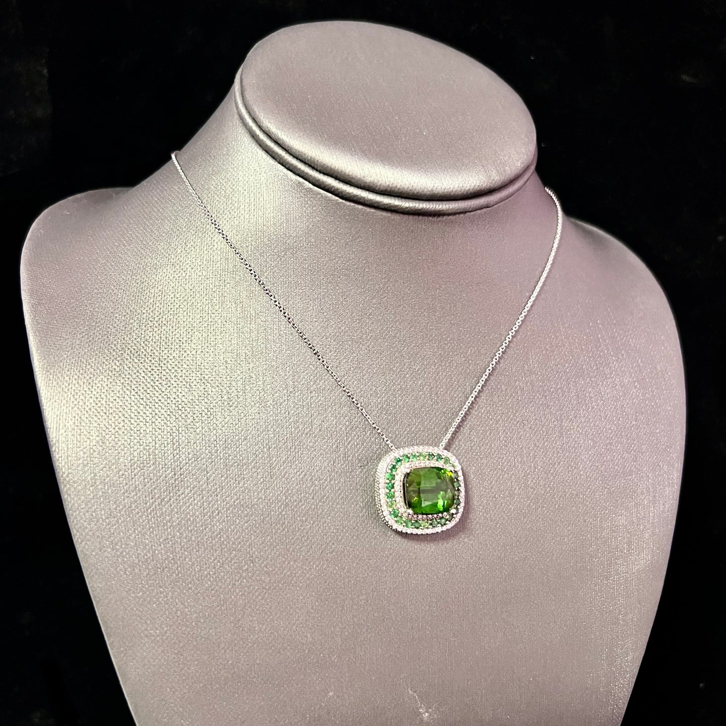 Diamond Tourmaline Tsavorite Pendant Necklace 17" 9.13 TCW GIA Certified $9,795 213257 - Certified Fine Jewelry