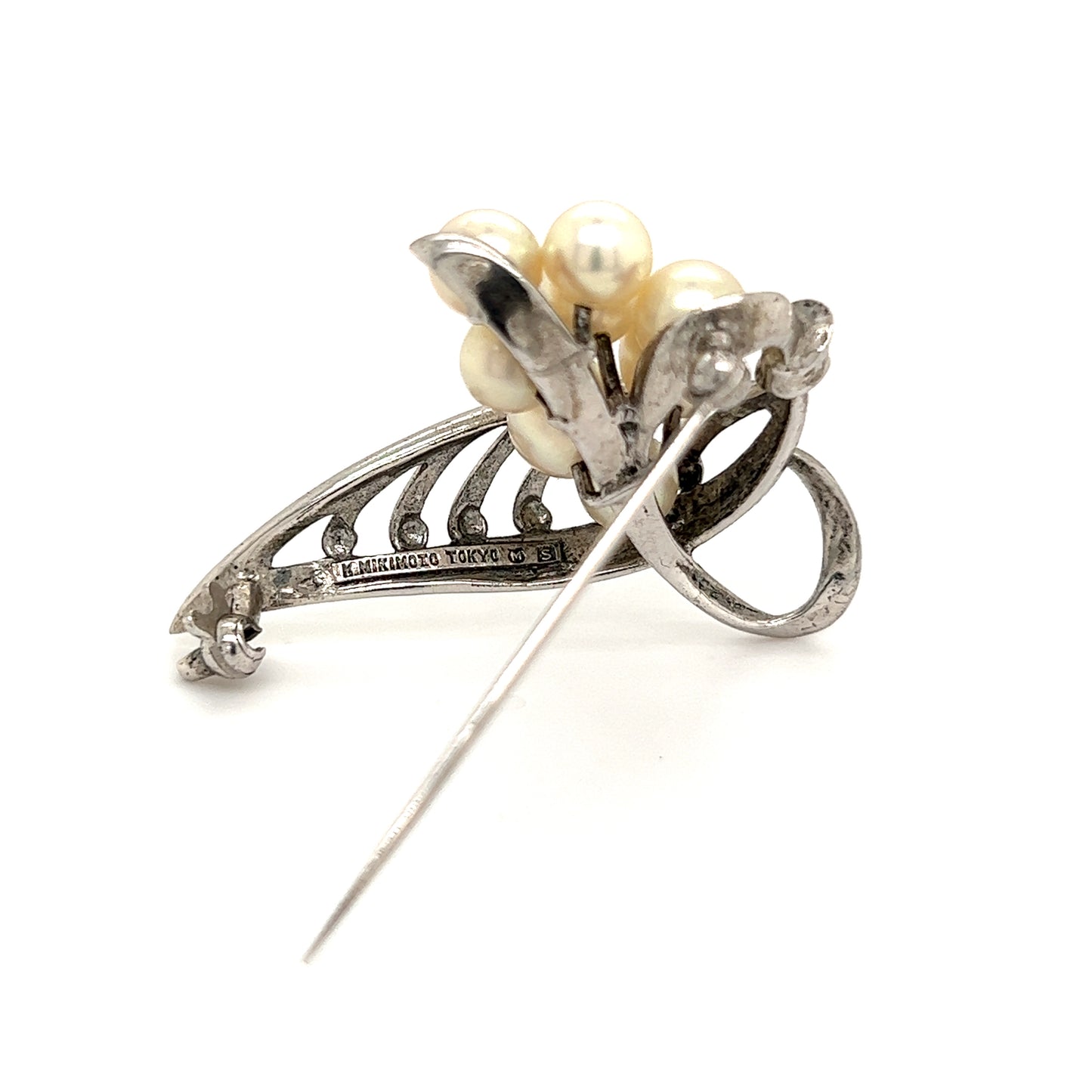 Mikimoto Estate Akoya Pearl Brooch Sterling Silver 6.50 mm M261 - Certified Fine Jewelry