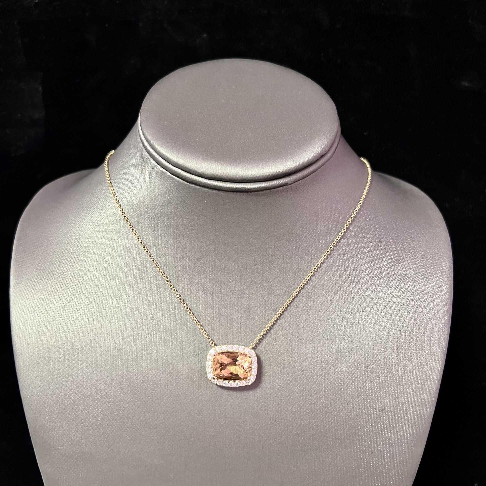 Diamond Morganite Pendant Necklace 14k Gold 7.35 TCW Certified $5,950 213256 - Certified Fine Jewelry