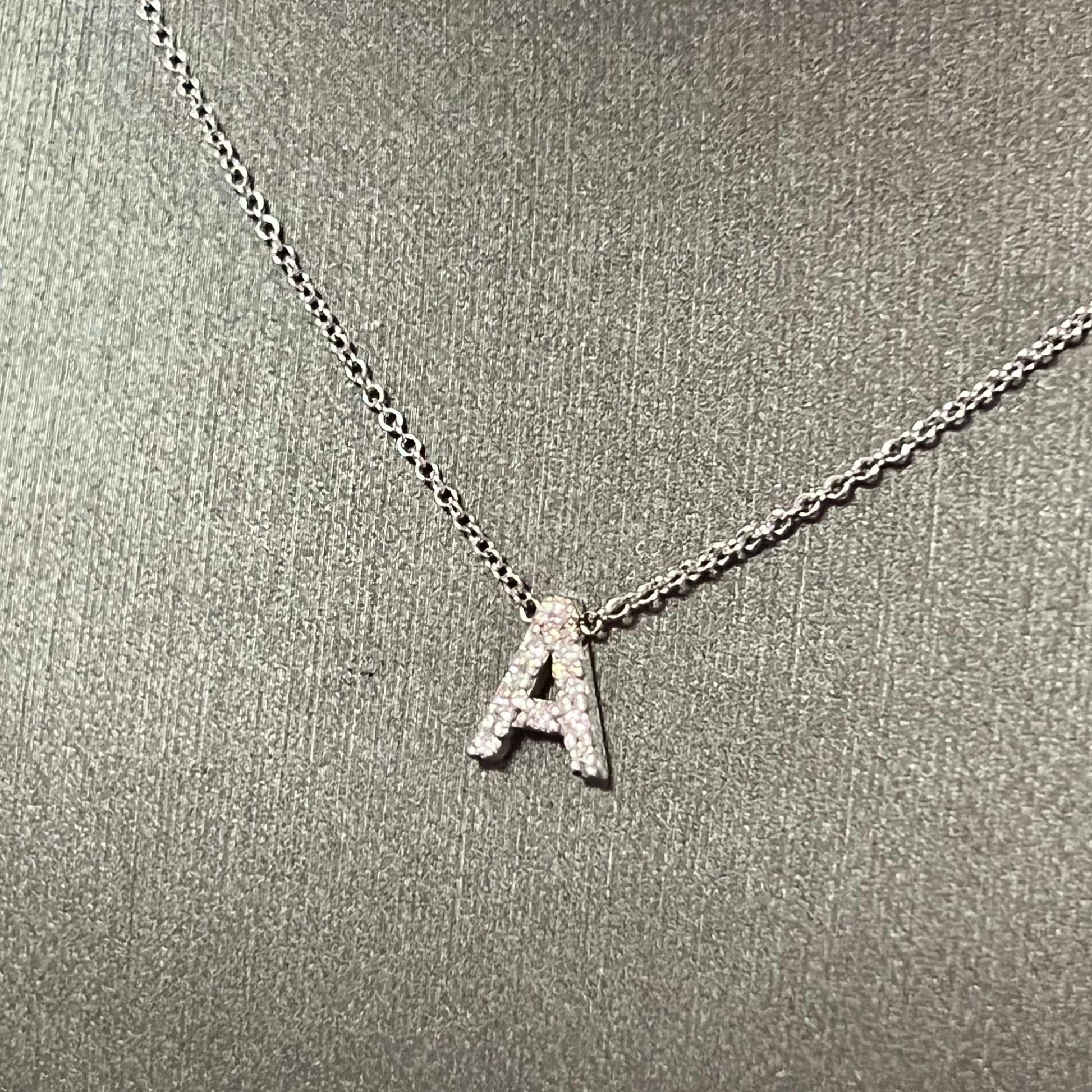 Diamond Letter "A" Pendant Necklace 18" 14k Gold 0.12 TCW Certified $1,950 121279 - Certified Fine Jewelry