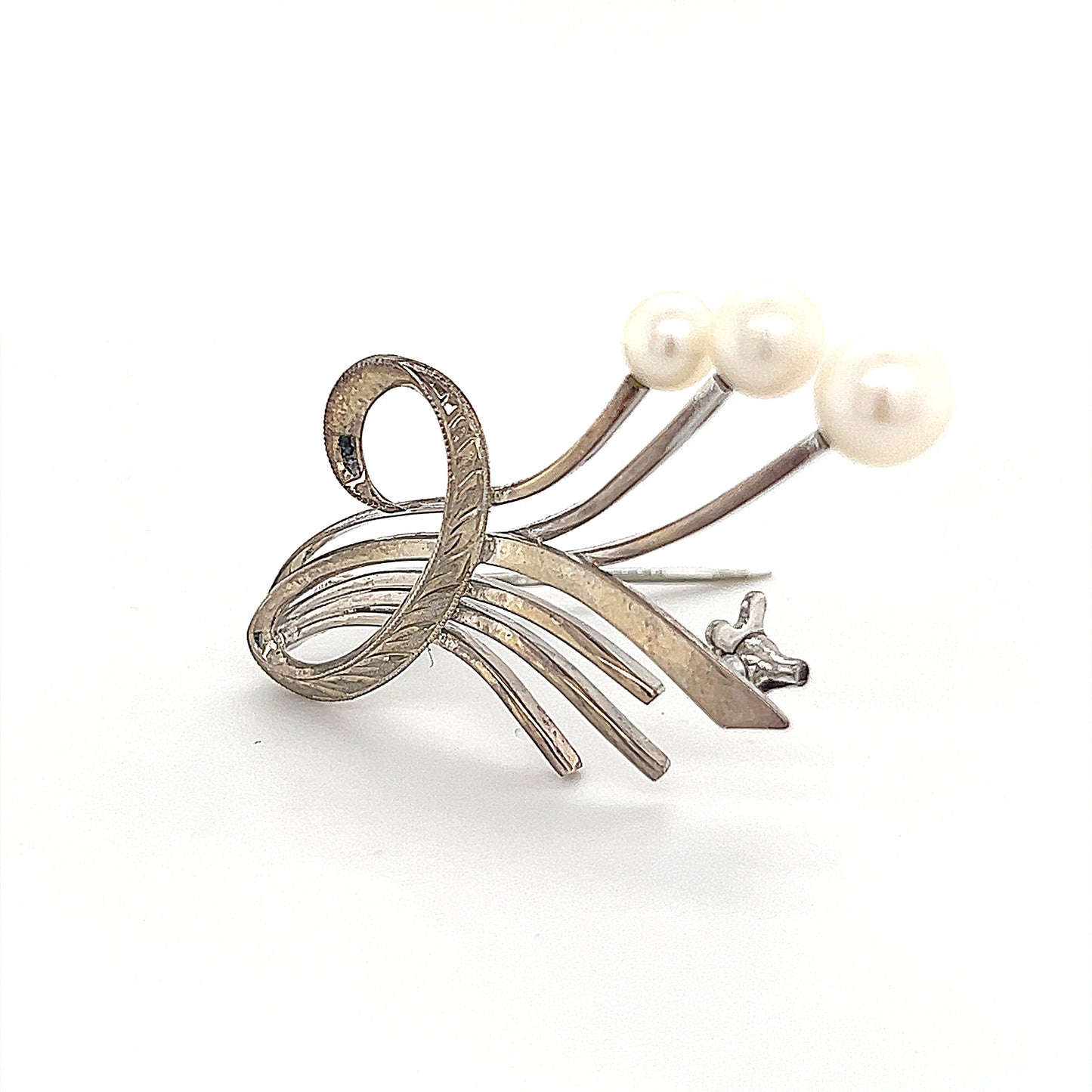 Mikimoto Estate Akoya Pearl Brooch Sterling Silver 6.5 mm 5 Grams M241 - Certified Fine Jewelry