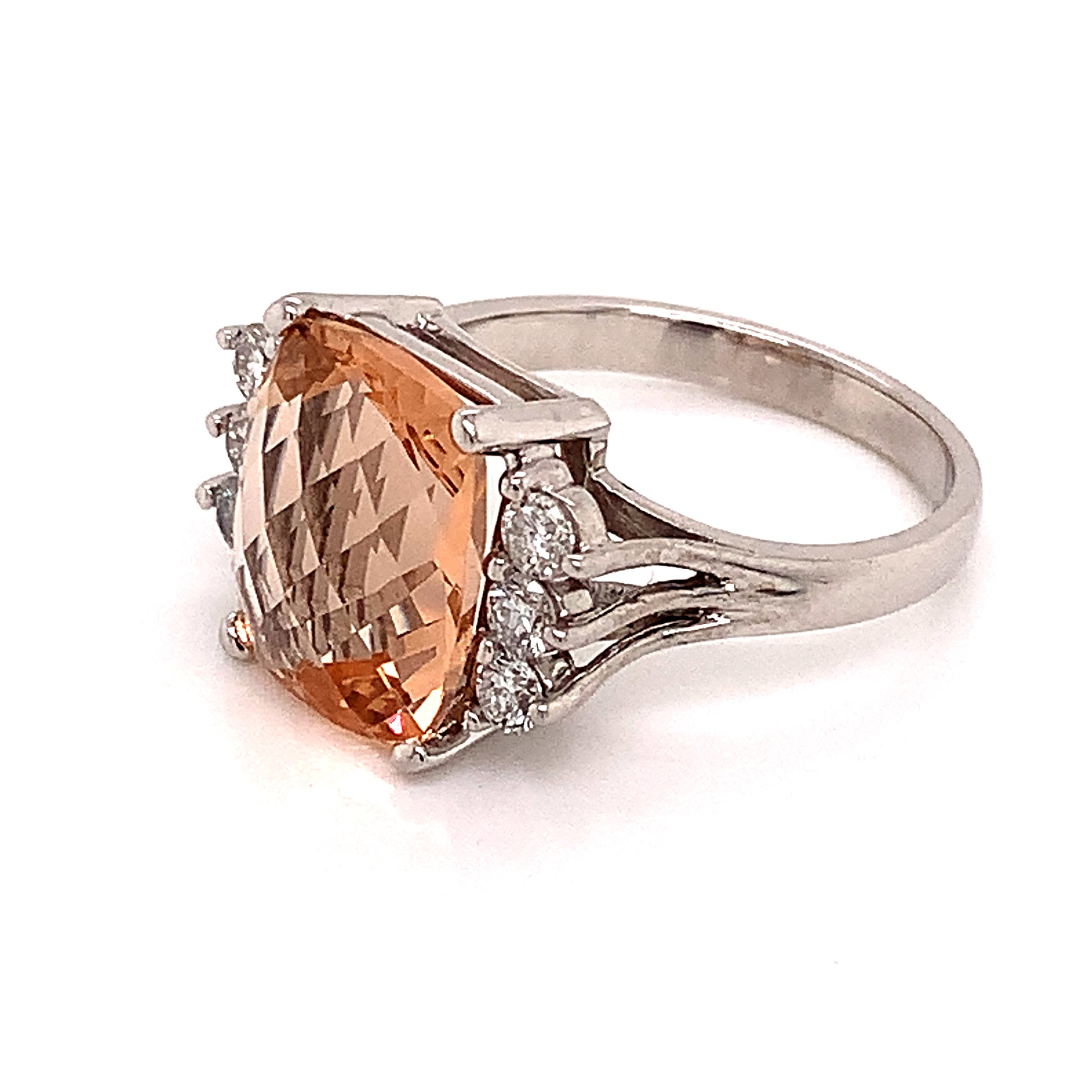 Diamond Morganite Ring Size 7.25 14k Gold 5.60 TCW Certified $5,950 120600 - Certified Fine Jewelry