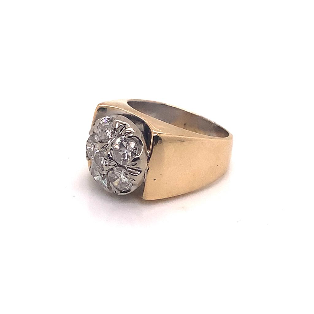 Diamond Ring Unisex 14 KT Yellow & White Gold 1.10 CT Certified $5,950 018203 - Certified Estate Jewelry