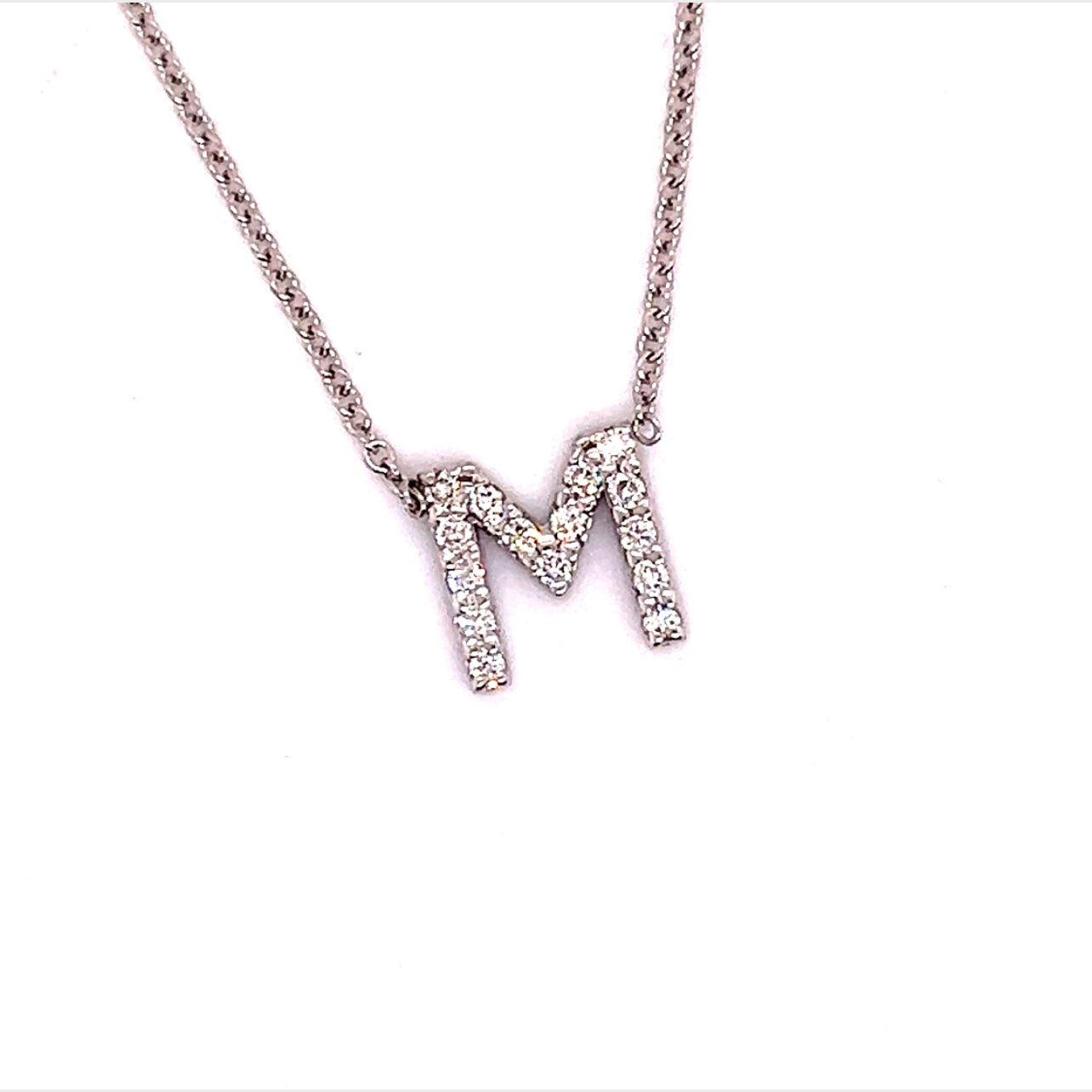 Diamond Letter "M" Pendant Necklace 18" 14k Gold 0.19 TCW Certified $1,950 121278 - Certified Fine Jewelry